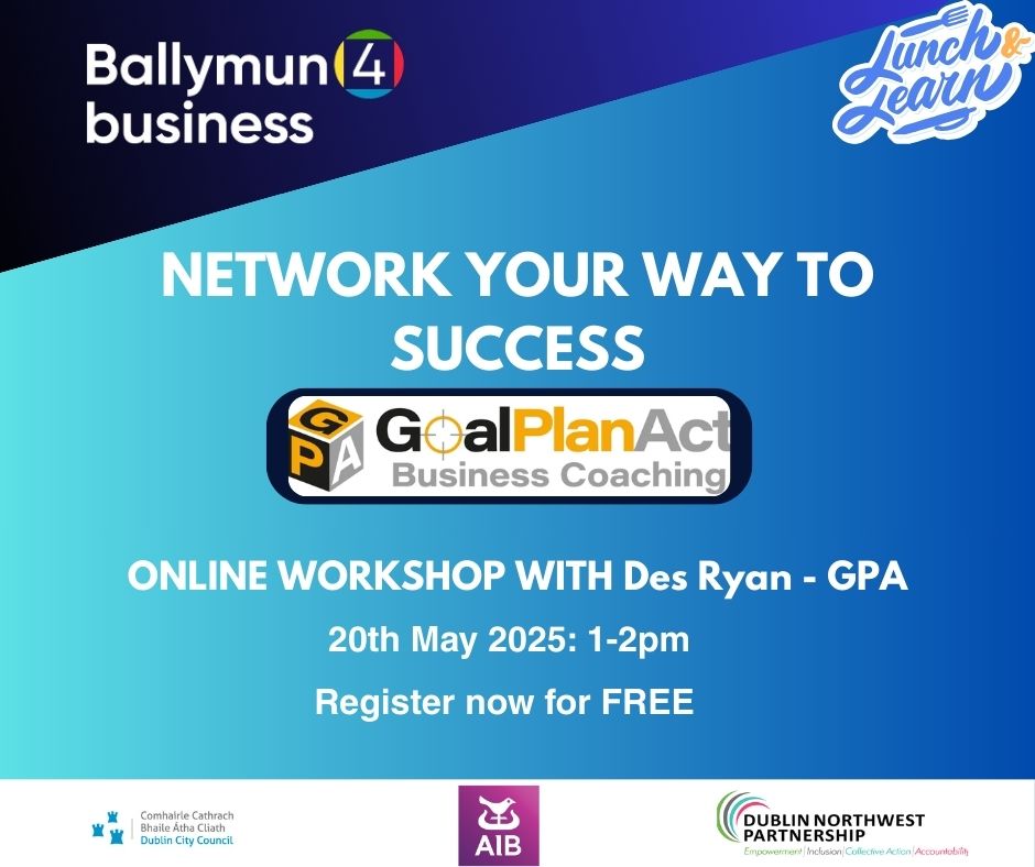 🎯 Grow your network and grow your success!
Join our upcoming "Network Your Way to Success" online workshop where you'll explore tips and strategies to build and maintain meaningful professional connections. Online - 20th May @ 1-2pm
Register for FREE: eventbrite.ie/e/134525433492…