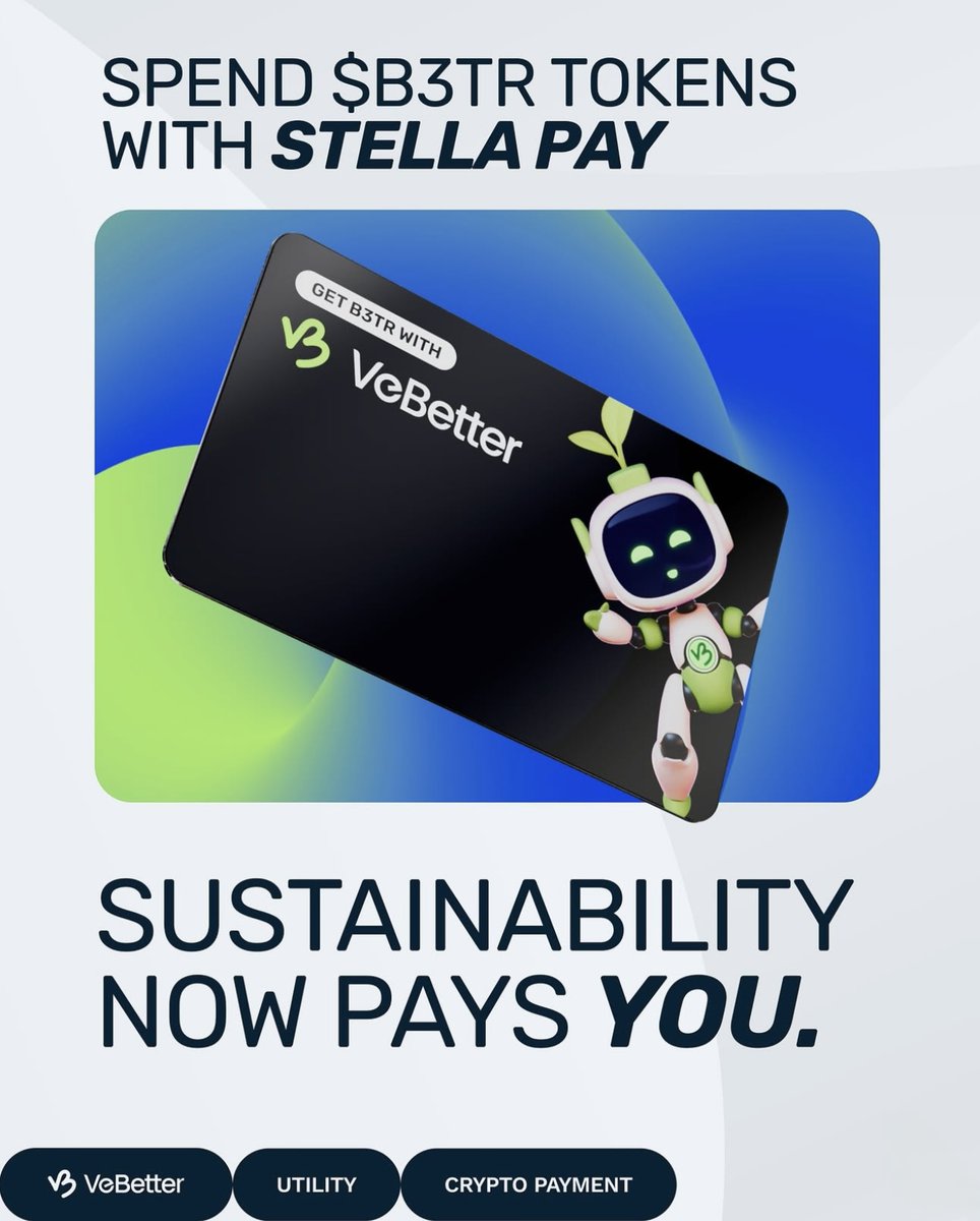 Johnny Ⓥ GreenNinja (@johnnymaiii) on Twitter photo 💳 Your $B3TR tokens aren’t just for show.
With <a href="/StellaPay_io/">StellaPay - Crypto Credit Card</a> , you can spend them directly.
Use your rewards from shopping sustainably to buy real-world goods and services.
Finally—green habits that pay you back. 💳 Your $B3TR tokens aren’t just for show.
With <a href="/StellaPay_io/">StellaPay - Crypto Credit Card</a> , you can spend them directly.
Use your rewards from shopping sustainably to buy real-world goods and services.
Finally—green habits that pay you back.