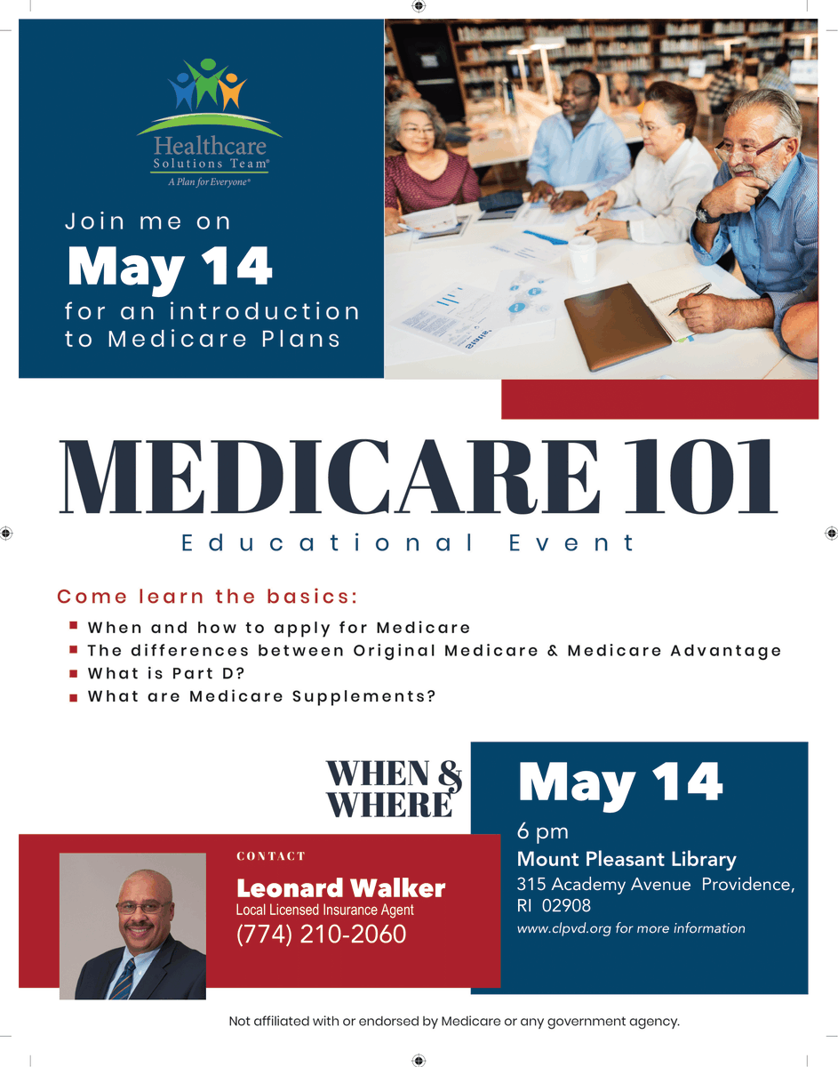 TONIGHT! Learn the basics of Medicare with an expert. It starts at 6pm. There is no need to register.