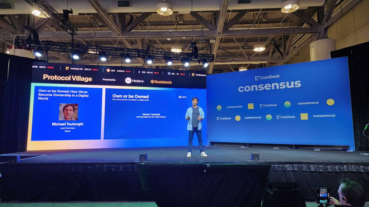 Joe💙.vrsc (@joefromthehills) on Twitter photo Verus making waves at <a href="/consensus2025/">Consensus 2025</a>.
The infinitely scalable multi-blockchain ecosystem is production ready.
And it hosts the most versatile protocol-layer functionality available in crypto.
Building DApps has never been possible more easily and more trustless at the same time. Verus making waves at <a href="/consensus2025/">Consensus 2025</a>.
The infinitely scalable multi-blockchain ecosystem is production ready.
And it hosts the most versatile protocol-layer functionality available in crypto.
Building DApps has never been possible more easily and more trustless at the same time.