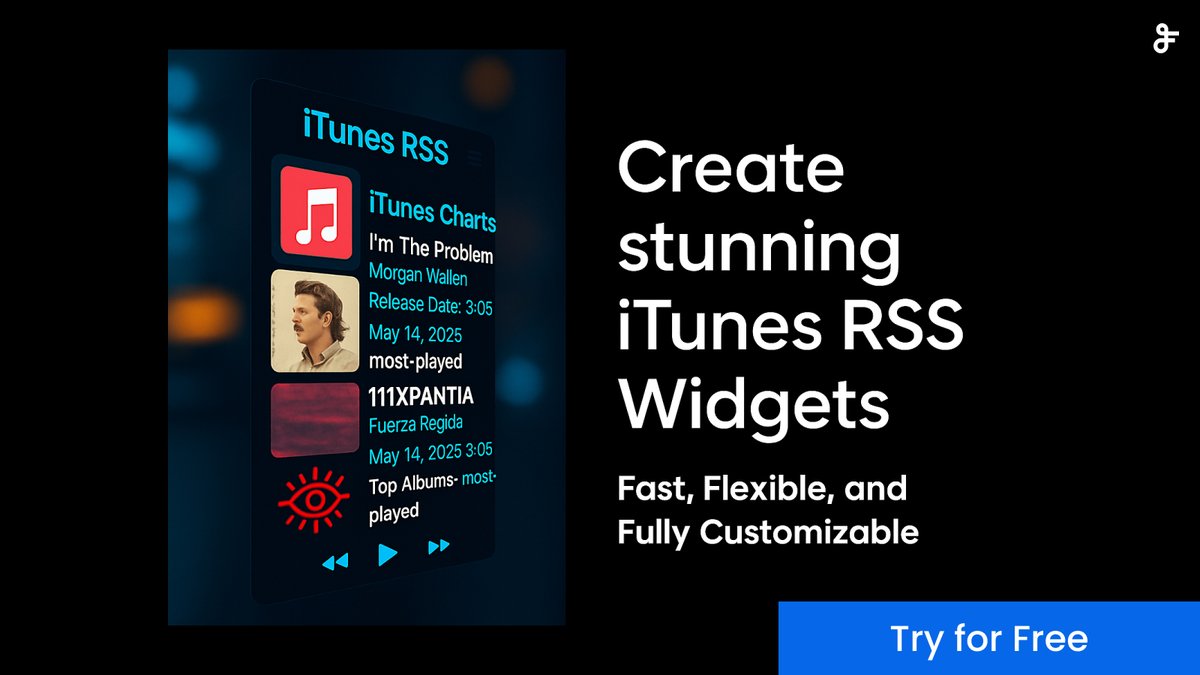 Bring Apple’s iTunes Store to your site—no coding needed! 🎵
Showcase music, podcasts &amp; more with FeedWind’s iTunes RSS Widget. Fast, flexible &amp; easy to customize.
👉bit.ly/3PTa8ux

#FeedWind #iTunes