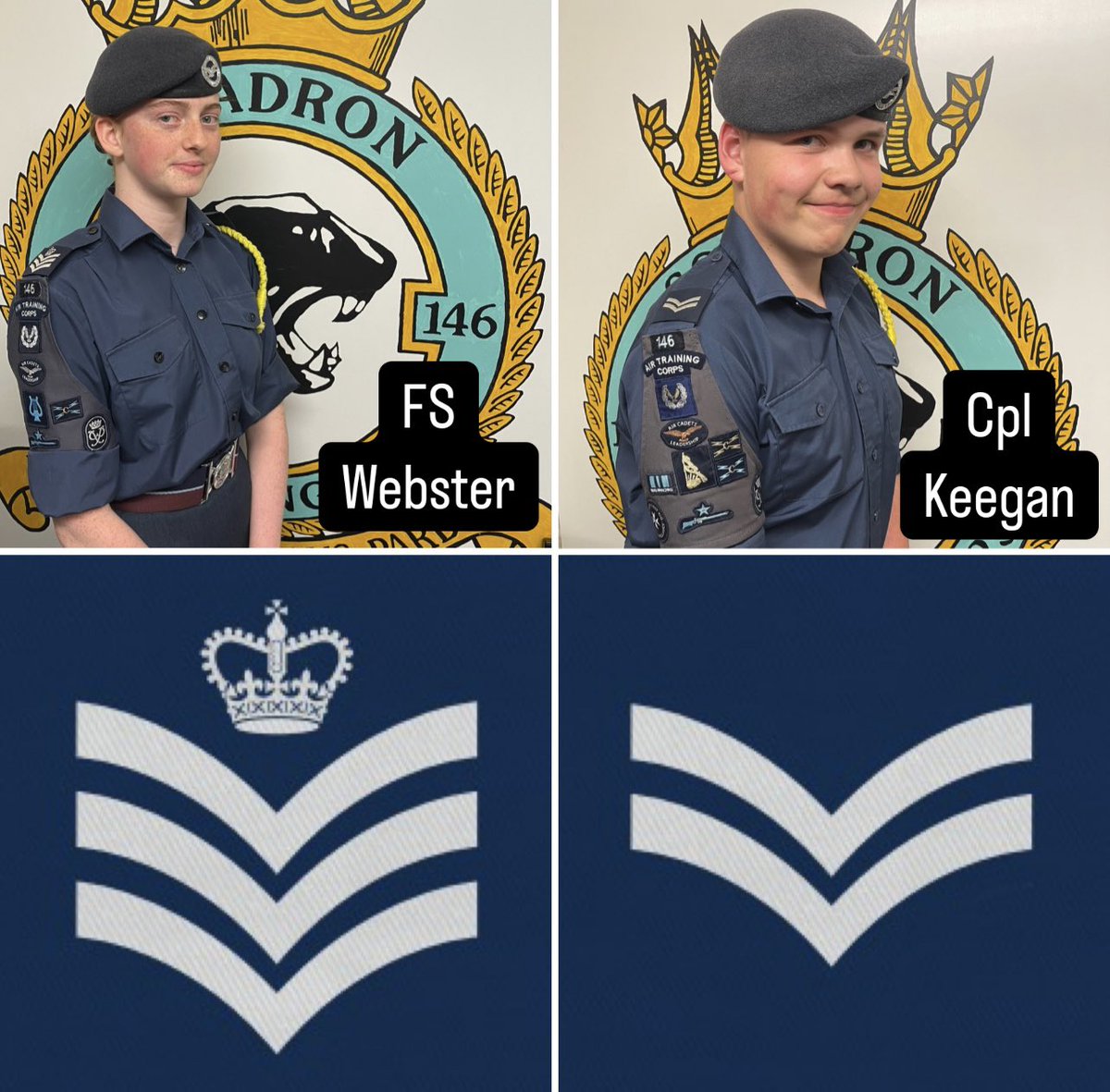 ‼️ Promotion Alert ‼️ 

Massive CONGRATULATIONS to FS Hannah Webster on her recent promotion! FS Webster immerses herself in every challenge and opportunity! Well deserved! 

Huge CONGRATULATIONS to Cpl Tom Keegan who has joined the NCO Team! Thoroughly deserving role model! 👏🏼