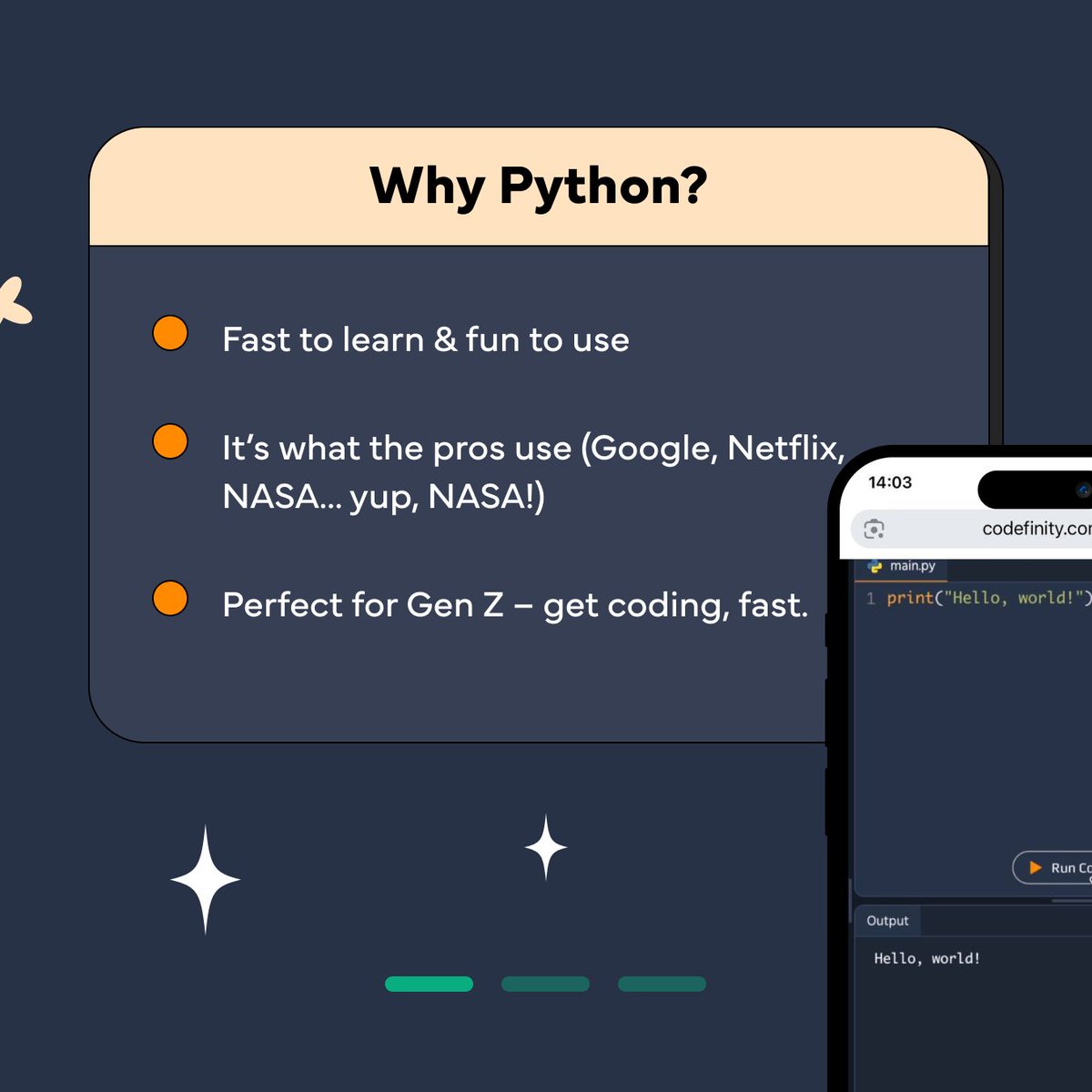 CodefinityCom's tweet image. No experience needed – our Casual Introduction to Python course is designed to help you go from total newbie to coding pro, fast. 🔥 Python is THE language powering the world&apos;s biggest companies (think Google, Instagram, Netflix 👀). Why not start learning today?
Don&apos;t miss out,…