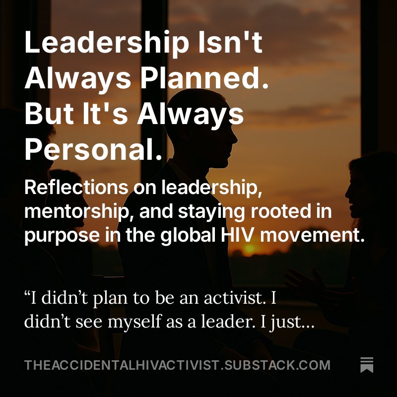 Leadership doesn’t always come with a title. Sometimes it starts by telling your truth.
In my latest blog, I reflect on mentorship, HIV advocacy, and what it means to lead with purpose.
🔗Read it here: substack.com/@theaccidental…
#UequalsU #ICanGiveU #MentorshipMatters #HIVLeadership