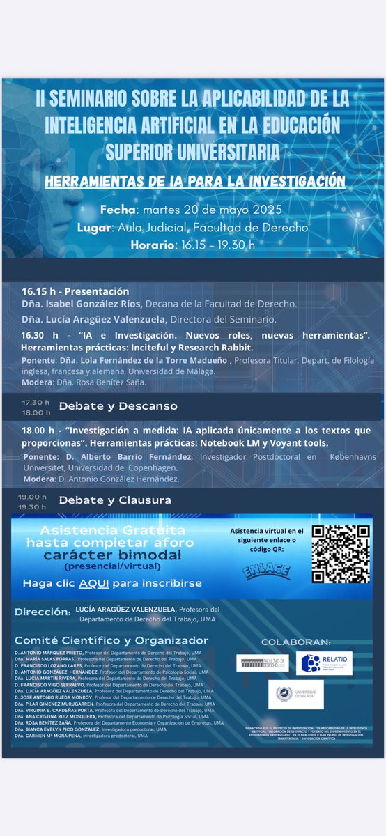 ¡Inscríbete en el siguiente enlace!: my.weezevent.com/inscripcion-ii… <a href="/DtssUma/">Departamento DTSS UMA</a> <a href="/InfoUMA/">Universidad de Málaga</a> <a href="/FacDerechoUMA/">Facultad de Derecho UMA</a>