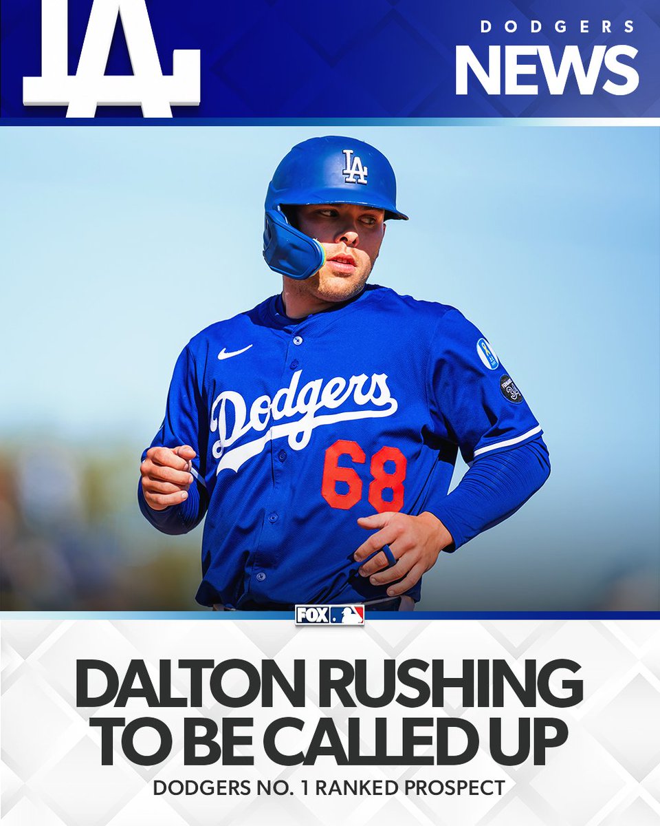 FOX Sports: MLB (@mlbonfox) on Twitter photo The Dodgers are calling up their top prospect Dalton Rushing, per <a href="/FabianArdaya/">Fabian Ardaya</a>
Rushing is <a href="/MLBPipeline/">MLB Pipeline</a>'s No. 15 ranked prospect and slashing .308/.424/.514 in Triple-A this year The Dodgers are calling up their top prospect Dalton Rushing, per <a href="/FabianArdaya/">Fabian Ardaya</a>
Rushing is <a href="/MLBPipeline/">MLB Pipeline</a>'s No. 15 ranked prospect and slashing .308/.424/.514 in Triple-A this year
