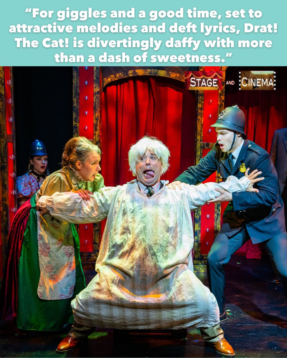 “For giggles and a good time, set to attractive melodies and deft lyrics, Drat! The Cat! is divertingly daffy with more than a dash of sweetness.”
-  Rob Lester, Stage and Cinema

You have FOUR more chance this week to catch our madcap revival! 🎟️: onthestage.tickets/show/the-j2-sp…