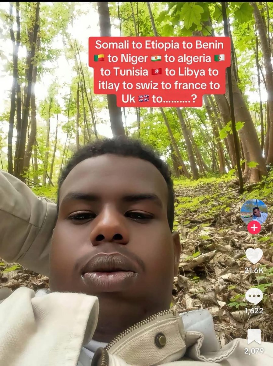 #Somalia: This young man is from Somalia. six months ago, he began his journey and has crossed more than 11 countries in search of a better life. His story has gained attention on social media. He is currently in the UK.