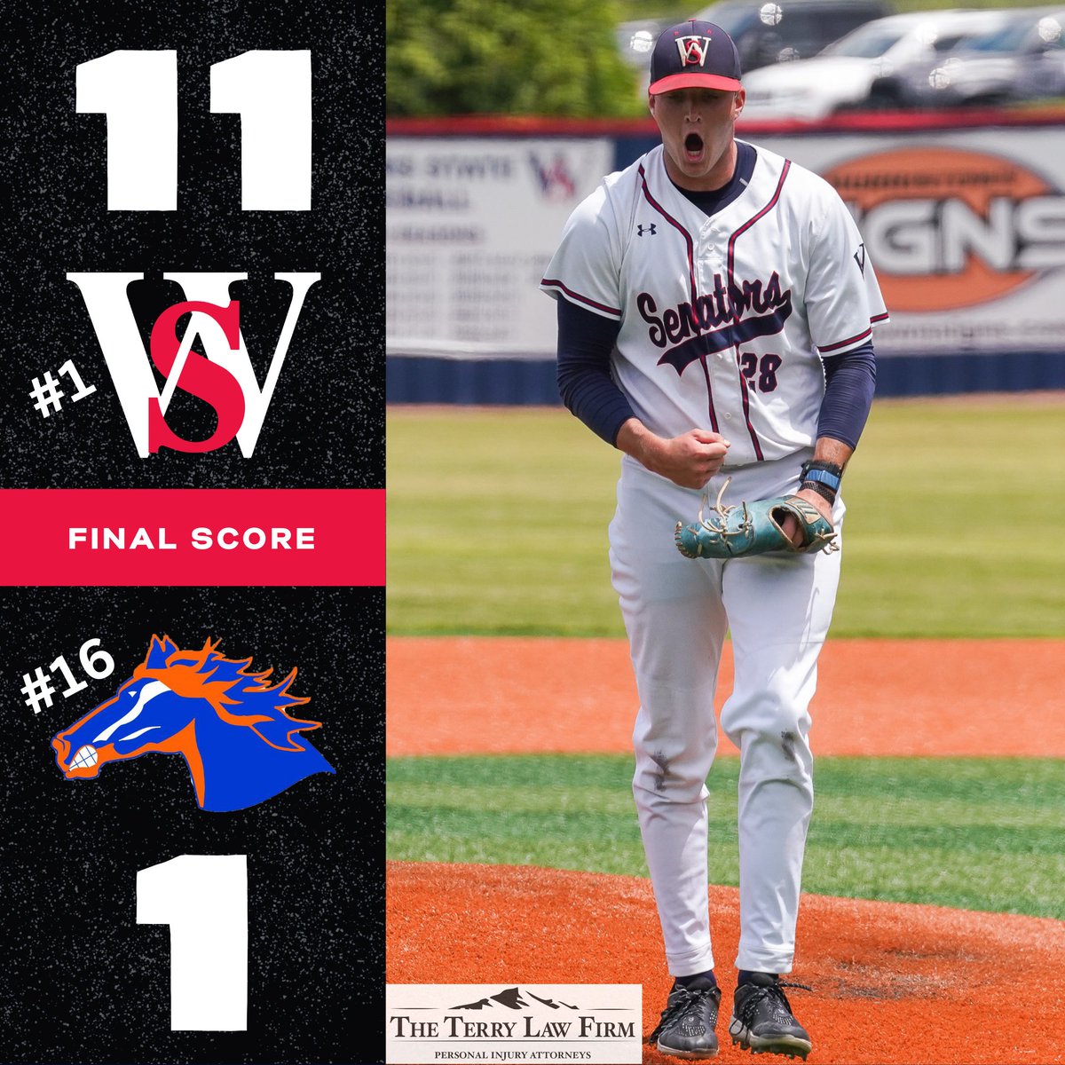 ⚾️

FINAL (5 Innings)

No. 1 <a href="/WSCCbaseball/">WaltersStBaseball</a> takes game one over No. 16 Georgia Highlands!! Game two is tomorrow at 1 pm ET.