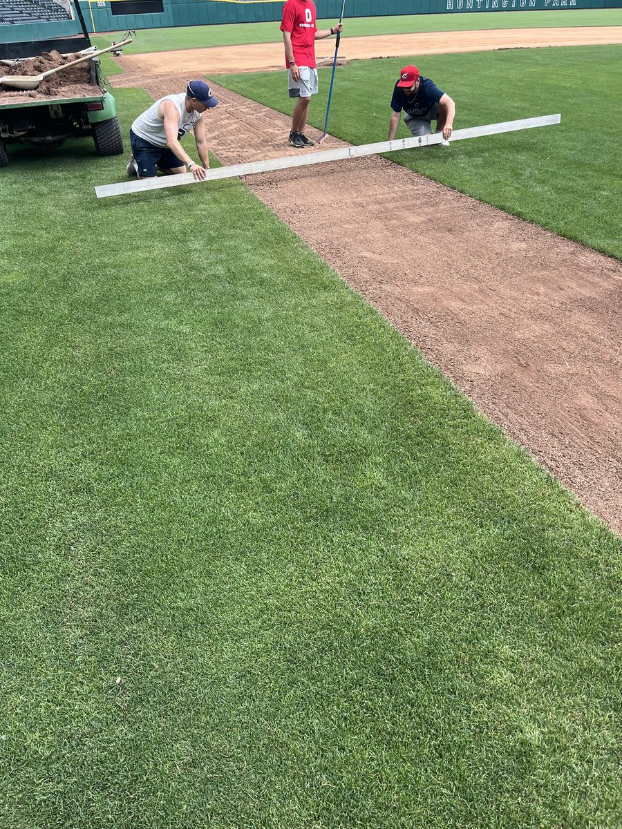 Edge till and backfill. Boys leveling basepaths. Life is good.