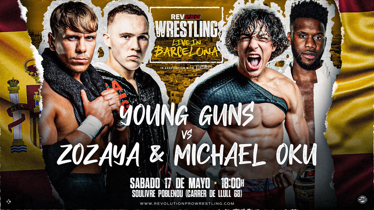 🚨 THIS SATURDAY IN BARCELONA 🇪🇸

YOUNG GUNS VS ZOZAYA &amp; MICHAEL OKU

🎟️bit.ly/RevProBarcelona