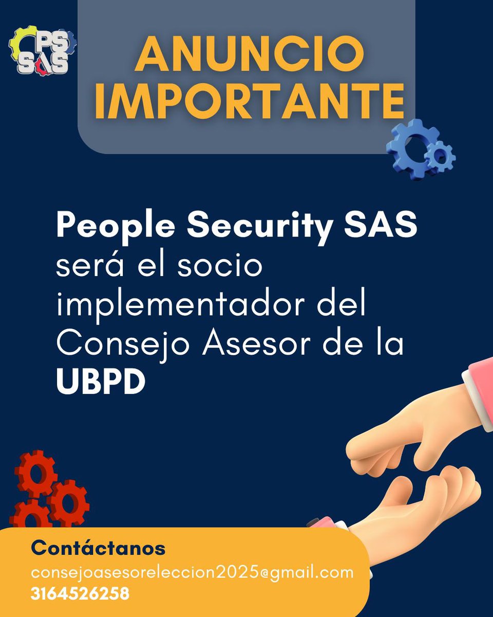 psecuritysas's tweet image. Desde People Security SAS asumimos con compromiso y responsabilidad el rol de socio implementador del Consejo Asesor de la UBPD.
Acompañaremos el proceso de elección de delegadas y delegados de la sociedad civil, garantizando transparencia, participación y representación diversa.