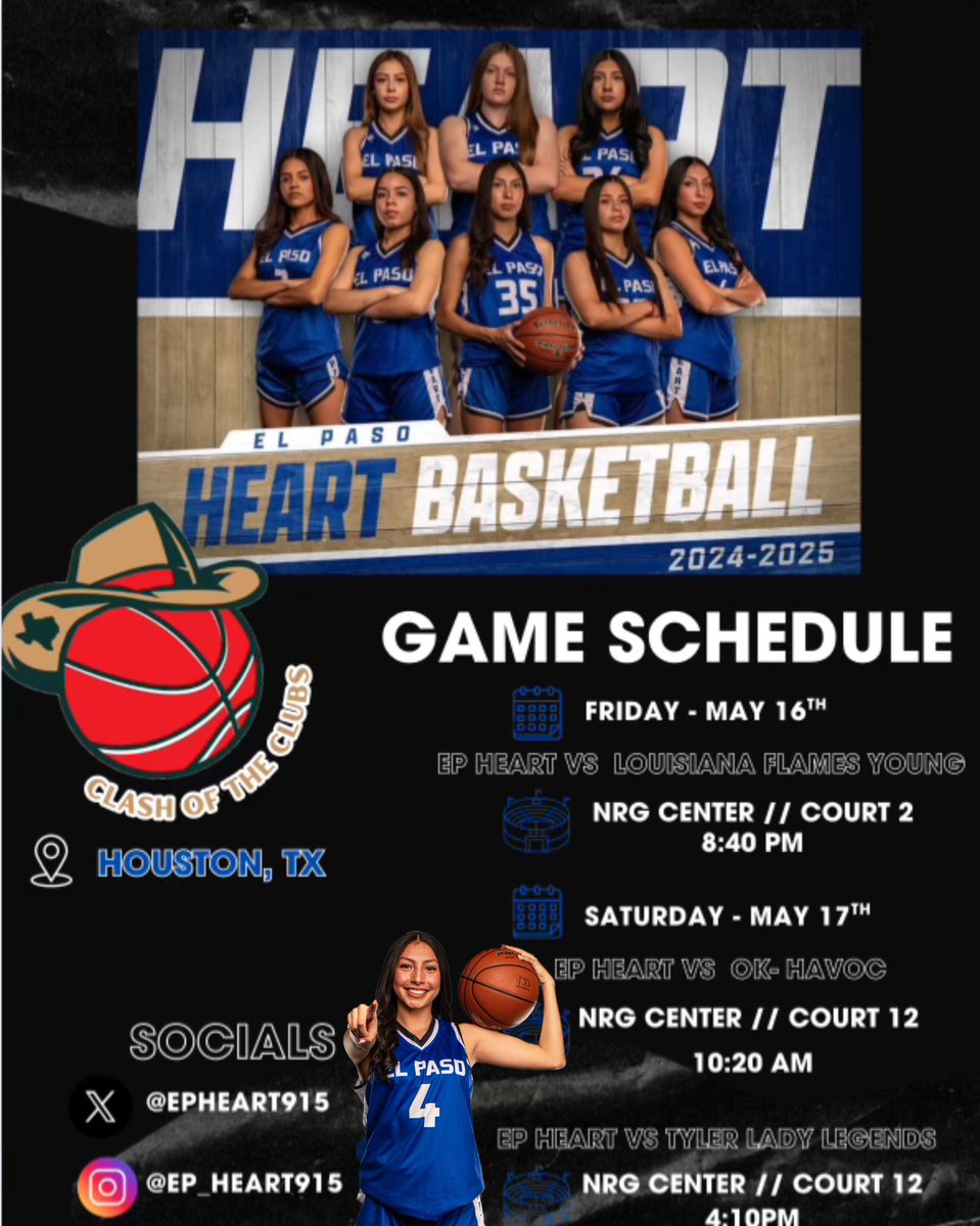 Victoria Duran (@torihoopss) on Twitter photo Coaches, my team and I will be playing in Houston, TX this weekend. Come check us out‼️
📍Clash of the Clubs
<a href="/EPHeart915/">El Paso Heart</a> <a href="/IFalk4/">Coach Falk</a> <a href="/915CoachMarco/">Marco</a> <a href="/ev_duran7/">Evanett Duran</a> Coaches, my team and I will be playing in Houston, TX this weekend. Come check us out‼️
📍Clash of the Clubs
<a href="/EPHeart915/">El Paso Heart</a> <a href="/IFalk4/">Coach Falk</a> <a href="/915CoachMarco/">Marco</a> <a href="/ev_duran7/">Evanett Duran</a>
