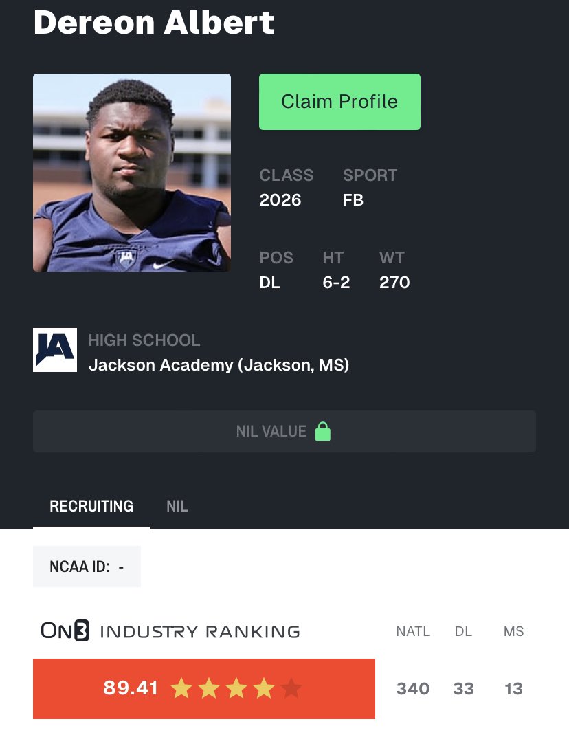 Dereon “Bear” Albert (@dereonalbert50) on Twitter photo Blessed to be named a four ⭐️ on ON3 Sports
<a href="/On3sports/">On3</a> <a href="/ChadSimmons_/">ChadSimmons</a> <a href="/On3Recruits/">On3 Recruits</a> <a href="/SWiltfong_/">Steve Wiltfong</a> <a href="/shayhodge3/">Shay Hodge™</a> <a href="/CoachDDuggan/">David Duggan</a> <a href="/CoachKJohnson1_/">Keland Johnson</a> Blessed to be named a four ⭐️ on ON3 Sports
<a href="/On3sports/">On3</a> <a href="/ChadSimmons_/">ChadSimmons</a> <a href="/On3Recruits/">On3 Recruits</a> <a href="/SWiltfong_/">Steve Wiltfong</a> <a href="/shayhodge3/">Shay Hodge™</a> <a href="/CoachDDuggan/">David Duggan</a> <a href="/CoachKJohnson1_/">Keland Johnson</a>