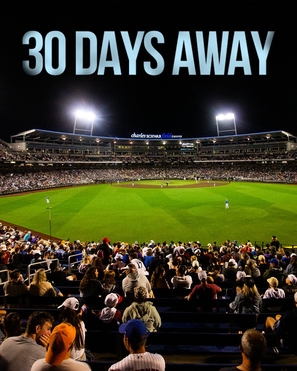 We’re 3️⃣0️⃣ days away from the 𝓖𝓻𝓮𝓪𝓽𝓮𝓼𝓽 𝓢𝓱𝓸𝔀 𝓸𝓷 𝓓𝓲𝓻𝓽!

#NCAABaseball x #RoadtoOmaha