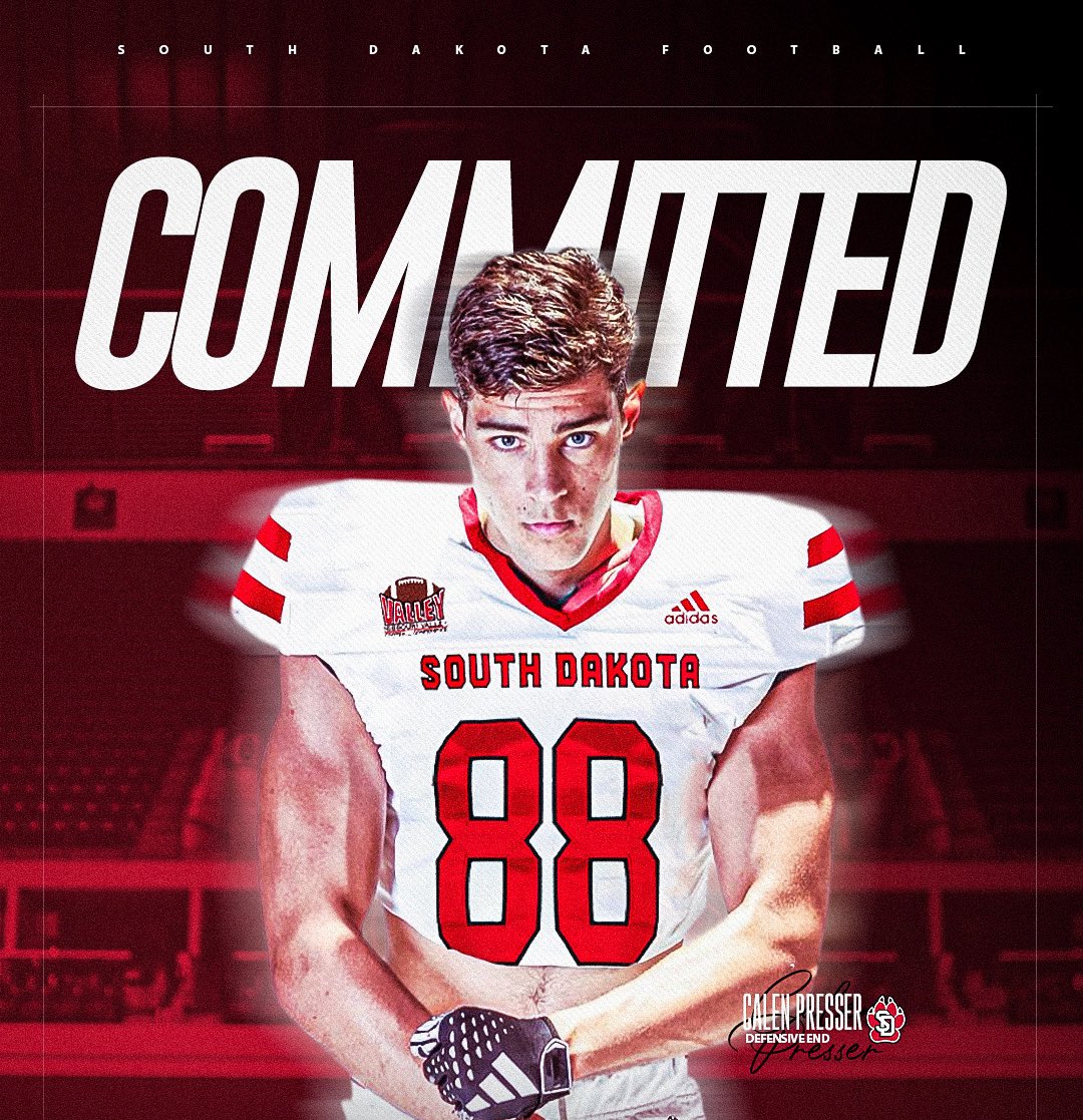 Calen Presser (@calen_presser) on Twitter photo After a great visit with <a href="/CoachNelsonUSD/">Nathan Nelson</a> and <a href="/CoachTJohansen/">Travis Johansen</a> I’m excited to announce I will be continuing my academic and athletic career at the University of South Dakota. After a great visit with <a href="/CoachNelsonUSD/">Nathan Nelson</a> and <a href="/CoachTJohansen/">Travis Johansen</a> I’m excited to announce I will be continuing my academic and athletic career at the University of South Dakota.