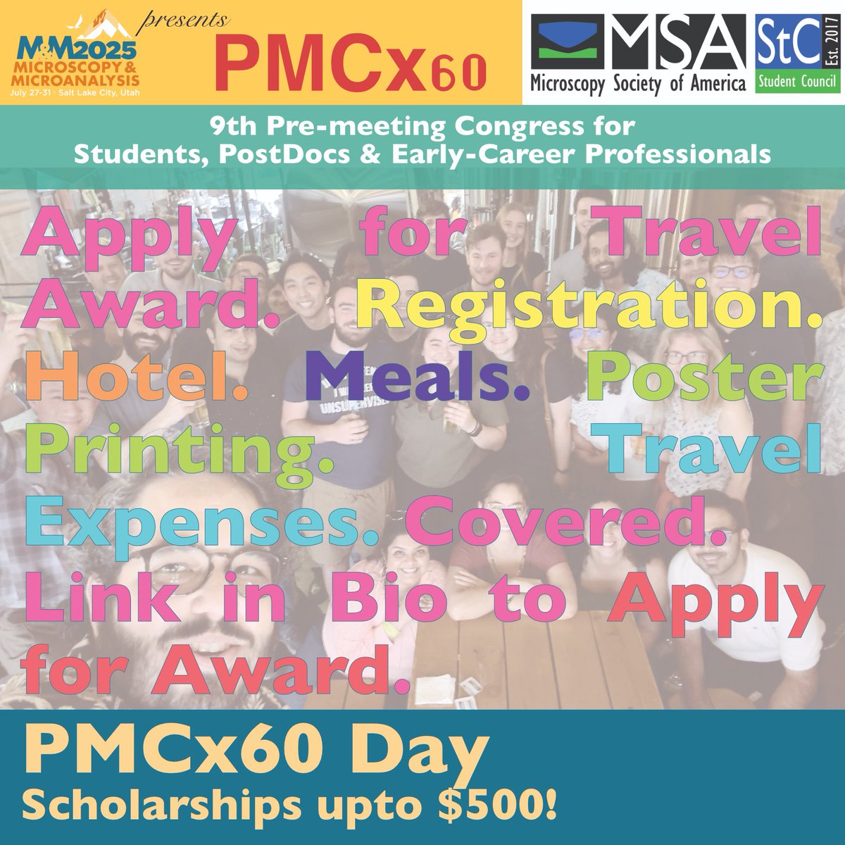 Submit your image today and get a chance to win exciting prizes and feature in all MSA StC communications for 2025-26!

Apply for travel scholarship for PMCx60 2025!

#imagecontest #msastc #pmc2025 #mm2025 #microscopy #imaging #phdstudent #electronmicroscope