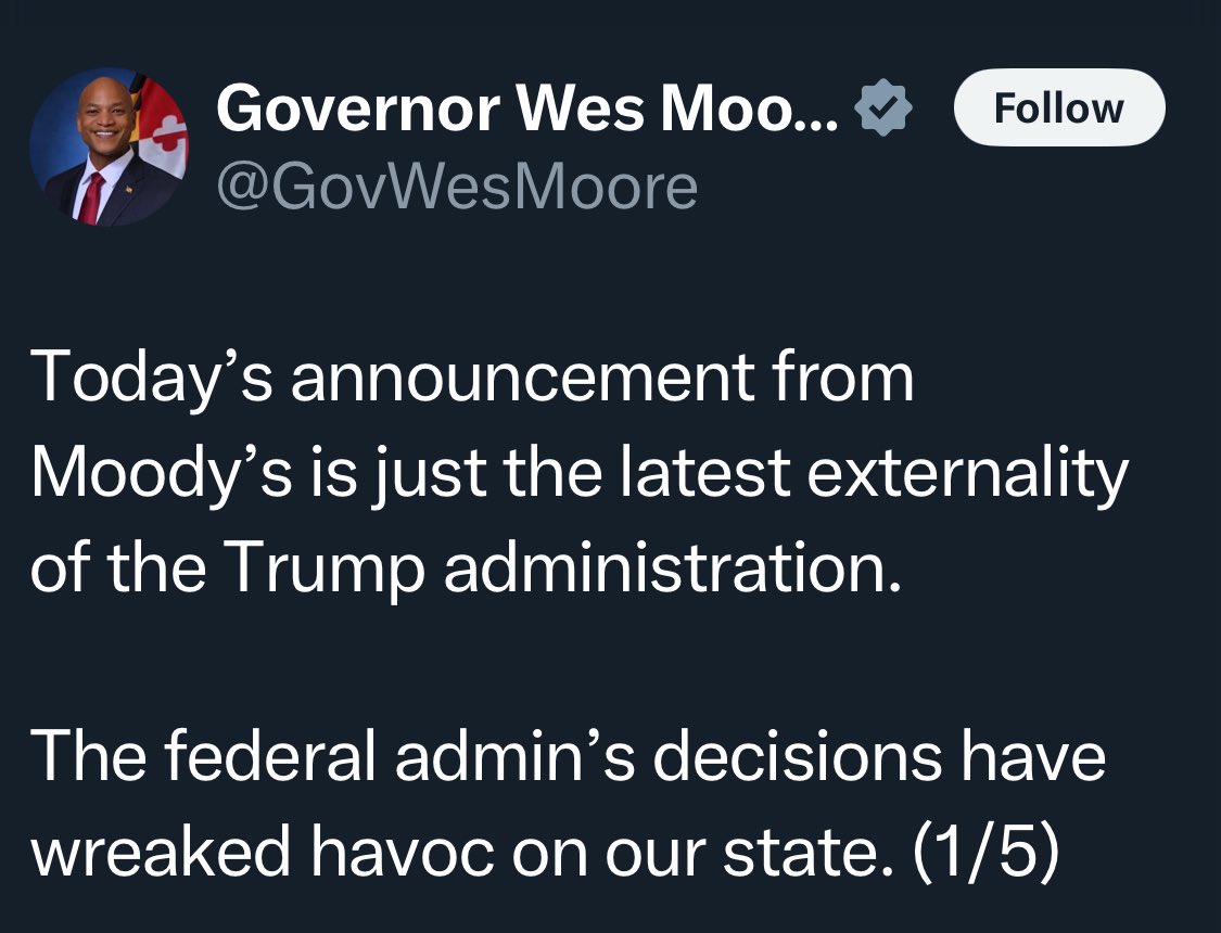 MattMorgan29A's tweet image. In reality, Maryland’s credit was downgraded because you blew through a $5 billion surplus and created a $3 billion deficit. You solved this by offloading fiscal responsibilities to the counties, raiding the Rainy Day Fund, and passing the largest tax increase in Maryland…
