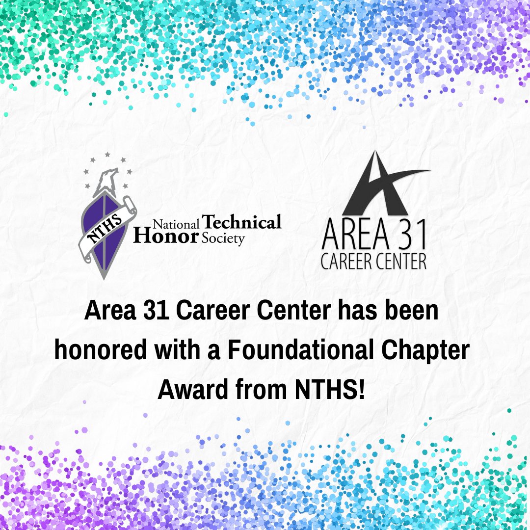 Area 31 Career Center (@a31careercenter) on Twitter photo 🎉Exciting News!🎉We have been honored with a Foundational Chapter Award from <a href="/NTHS_Official/">National Technical Honor Society</a>! This recognition celebrates our commitment to excellence in #CareerTechEd & our dedication to student success, leadership, and service. We're incredibly proud of our NTHS chapter!💜 🎉Exciting News!🎉We have been honored with a Foundational Chapter Award from <a href="/NTHS_Official/">National Technical Honor Society</a>! This recognition celebrates our commitment to excellence in #CareerTechEd & our dedication to student success, leadership, and service. We're incredibly proud of our NTHS chapter!💜