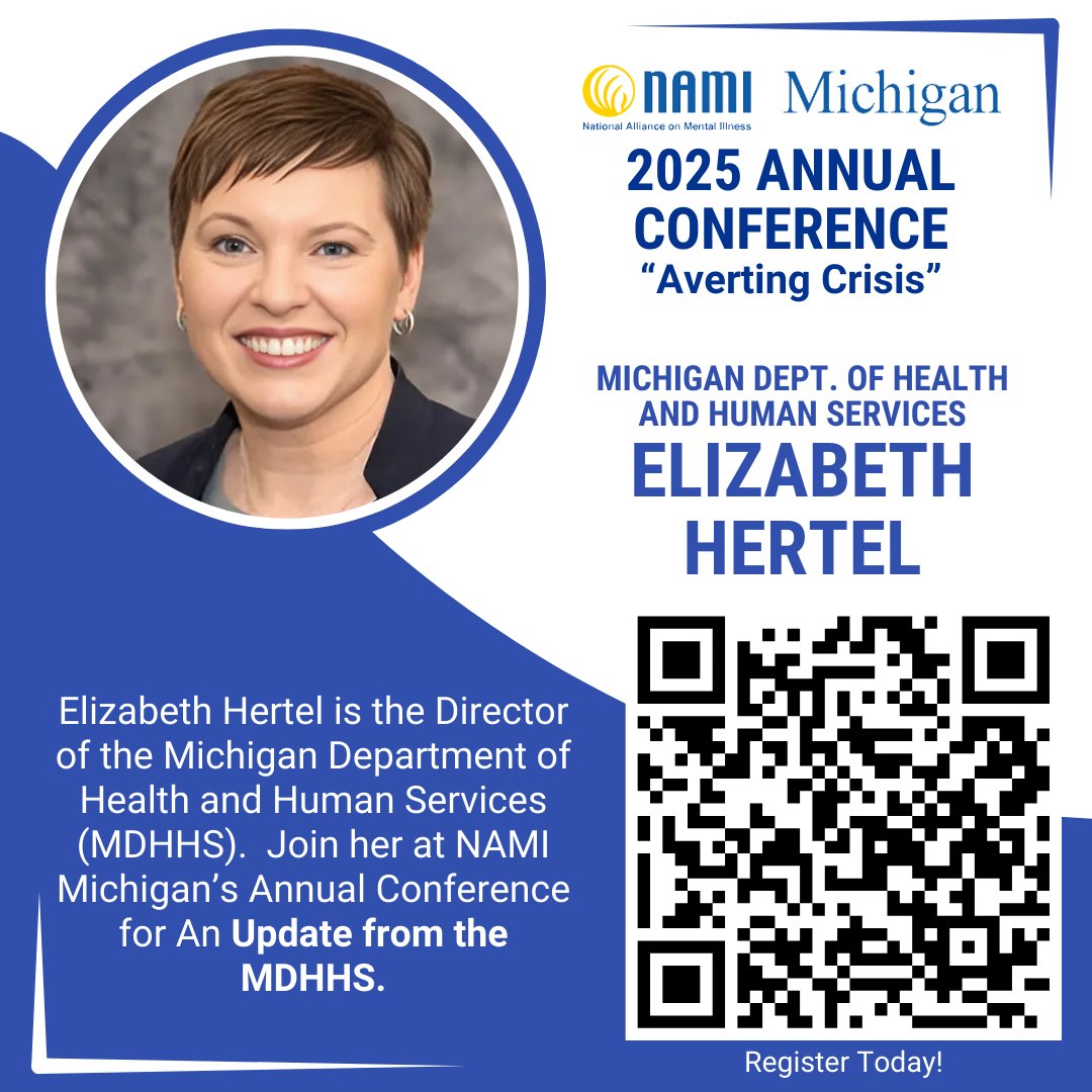 NAMI Michigan (@namiofmi) on Twitter photo Hear from Director Elizabeth Hertel and our other incredible presenters at NAMI Michigan's Annual Conference at the Sheraton of Ann Arbor! Register today at namimi.org! <a href="/MDHHS_Director/">Elizabeth Hertel</a> #namimichigan #MentalHealthMatters #Michigan Hear from Director Elizabeth Hertel and our other incredible presenters at NAMI Michigan's Annual Conference at the Sheraton of Ann Arbor! Register today at namimi.org! <a href="/MDHHS_Director/">Elizabeth Hertel</a> #namimichigan #MentalHealthMatters #Michigan