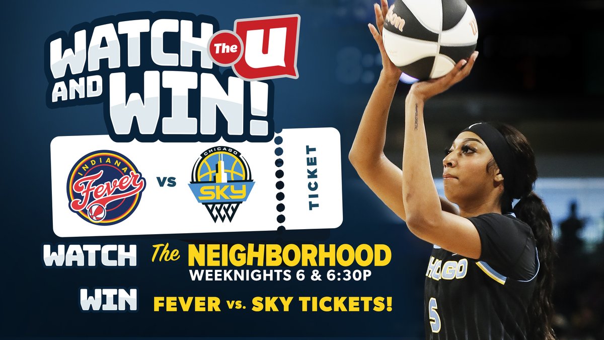 WCIU, The U (@wciu) on Twitter photo TONIGHT, The U is giving YOU the chance to score 4 tickets to the NOW SOLD OUT <a href="/chicagosky/">Chicago Sky</a> vs. <a href="/IndianaFever/">Indiana Fever</a> game on June 7 at the <a href="/UnitedCenter/">United Center</a>‼️
Watch @theneighborhood at 6P & 6:30P on The U and look for the code wors. Then enter one or both online at wciu.com. TONIGHT, The U is giving YOU the chance to score 4 tickets to the NOW SOLD OUT <a href="/chicagosky/">Chicago Sky</a> vs. <a href="/IndianaFever/">Indiana Fever</a> game on June 7 at the <a href="/UnitedCenter/">United Center</a>‼️
Watch @theneighborhood at 6P & 6:30P on The U and look for the code wors. Then enter one or both online at wciu.com.