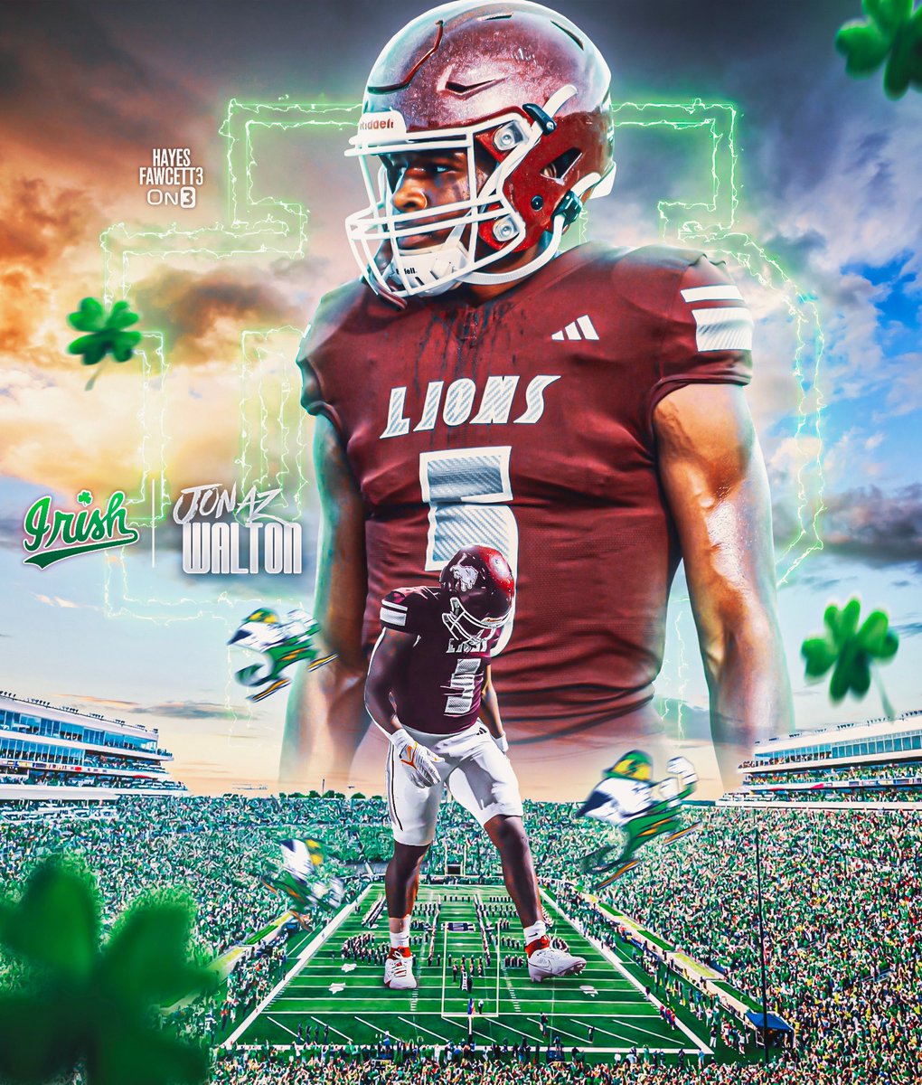 BREAKING: Four-Star RB Jonaz Walton has Committed to Notre Dame, he tells me for @on3recruits

The 5’10 210 RB from Carrollton, GA chose the Fighting Irish over Alabama, Stanford, &amp; Florida 

“Feeling lucky ☘️”

on3.com/db/jonaz-walto…