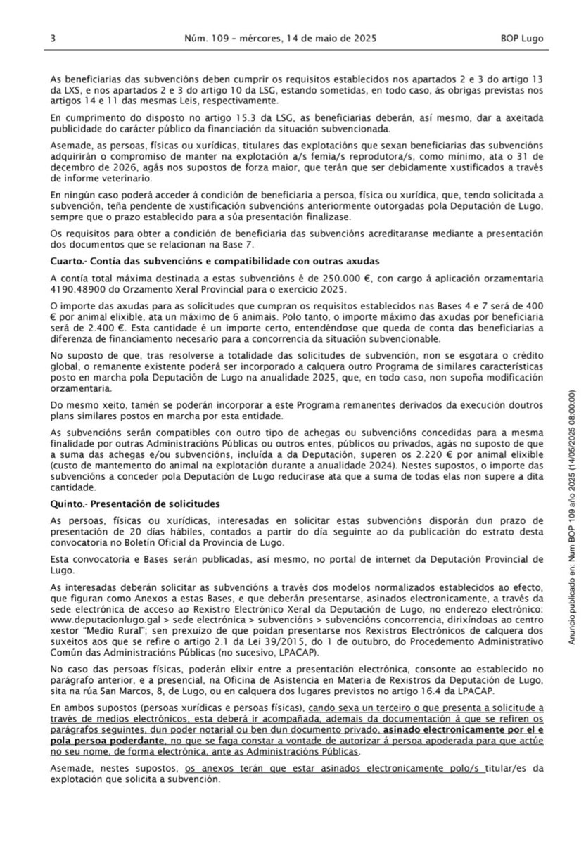 PortomarinPsoe's tweet photo. 👉 Axudas unitarias de 400€ por animal, cun límite de 6 animais por granxa💰💰

👉 O prazo de solicitude é desde o 15 de maio ata o 11 de xuño‼️

#Portomarín #DeputaciónDeLugo #Lugo #ProvinciaDeLugo #Axudas #Oportunidades #MedioRural #Marela https://t.co/dDDo1stCx6