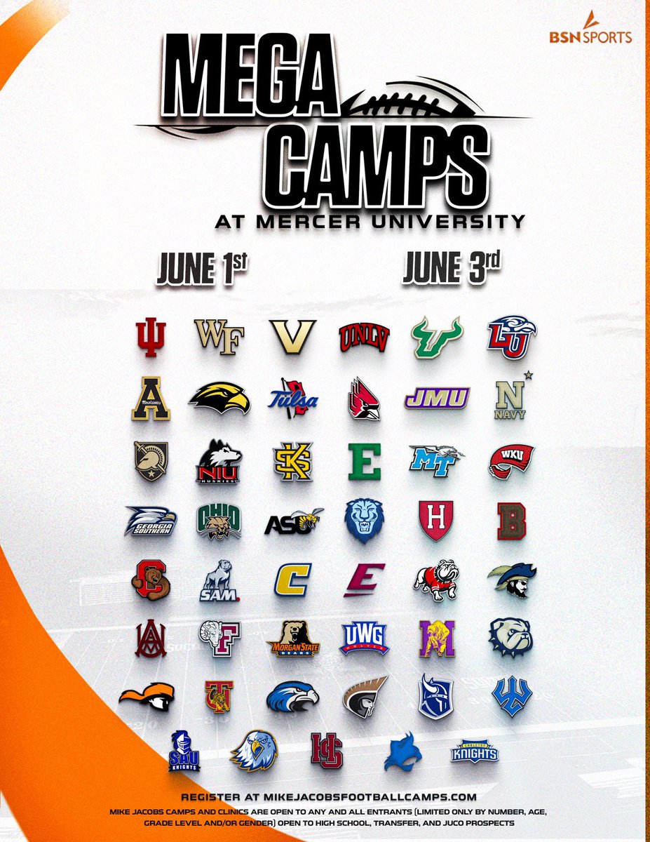 Josh Snell (@josh_snell9) on Twitter photo Coaches, I'm headed back to the ATL 6/2 for the Big Mack Mega Camp. 6/3 for the Mercer Mega Camp
<a href="/RecruitReady/">Recruit Ready</a> <a href="/CavalierCombine/">Coach Yates</a> <a href="/CoachPoleon/">Gerald Poleon</a> <a href="/hawgsvsdawgsatl/">Hawgs versus Dawgs ATL</a> <a href="/micahhughes25/">Micah Hughes</a> <a href="/WalkHeavy478/">Coach Evans</a> <a href="/ZavionDeshazier/">Zavion DeShazier 2027 QB</a> <a href="/HoraceSanford1/">Horace.Sanford</a> Coaches, I'm headed back to the ATL 6/2 for the Big Mack Mega Camp. 6/3 for the Mercer Mega Camp
<a href="/RecruitReady/">Recruit Ready</a> <a href="/CavalierCombine/">Coach Yates</a> <a href="/CoachPoleon/">Gerald Poleon</a> <a href="/hawgsvsdawgsatl/">Hawgs versus Dawgs ATL</a> <a href="/micahhughes25/">Micah Hughes</a> <a href="/WalkHeavy478/">Coach Evans</a> <a href="/ZavionDeshazier/">Zavion DeShazier 2027 QB</a> <a href="/HoraceSanford1/">Horace.Sanford</a>