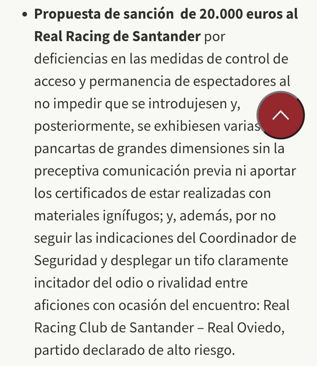 La Comisión Antiviolencia propón 20000 euros de sanción al Racing de Santander, ente otres coses, pol tifo del partíu col <a href="/RealOviedo/">Real Oviedo</a>.

Que te puede gustar más o menos, o nun facete gracia pero 20000 euros... ¡Mamina del alma!