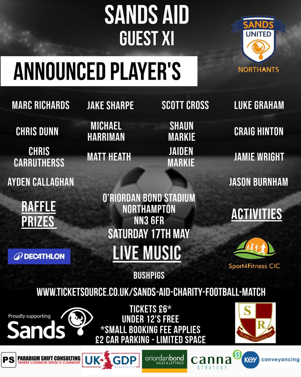 Calling all <a href="/KTFCOfficial/">Kettering Town FC</a> fans I am thrilled to announce a #Poppies legend will be joing my #SandsAid Family Fun Day &amp; Charity Football Match between <a href="/SufcNorthants/">Sands United Northants</a> v Guest XI. Brett Solkhon will be joining the Guest XI 
ticketsource.co.uk/sands-aid-char… 🧡💙