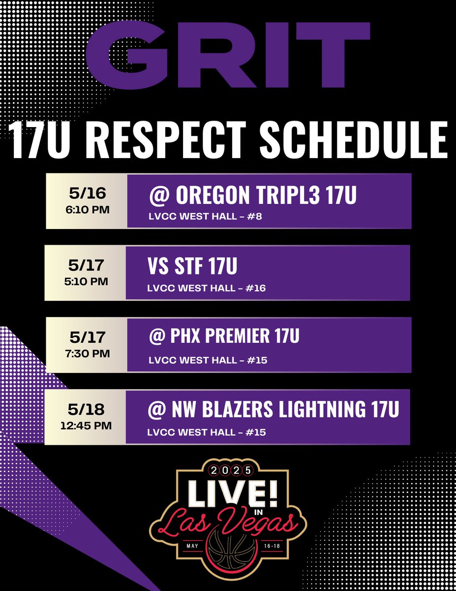 GRIT (@grithoops) on Twitter photo ā¼ļøVEGAS LIVE SCHEDULESā¼ļø
⢠All teams playing at the Las Vegas Convention Center š
⢠College Coaches please reach out with any questions - grithoopsclub@gmail.com š§
LETāS HOOP š
#GRIT ā¼ļøVEGAS LIVE SCHEDULESā¼ļø
⢠All teams playing at the Las Vegas Convention Center š
⢠College Coaches please reach out with any questions - grithoopsclub@gmail.com š§
LETāS HOOP š
#GRIT
