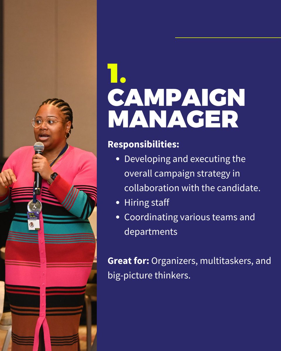 VRLAction's tweet image. Thinking about jumping into politics but not sure where to start? 👀
Every campaign needs a rockstar team behind the scenes — and there’s a place for YOU. 💪 Visit VoteRunLeadAction.org to stay updated on future trainings near you.
#RunAsYouAre #VoteRunLeadAction