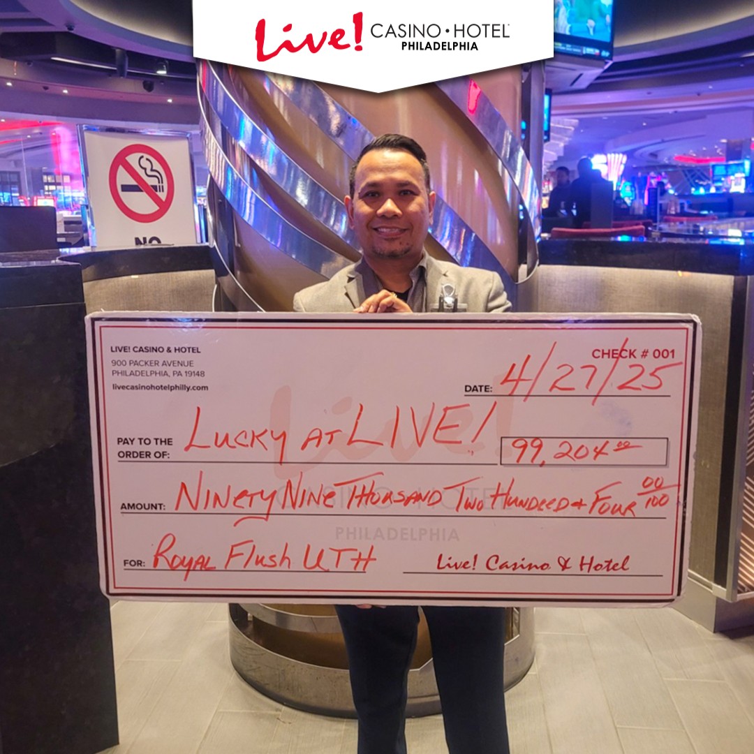 🎉JACKPOT ALERT! 🎉 A massive shoutout to our latest #LuckyAtLive guest, who landed a Royal Flush in Ultimate Texas Hold ’Em and took home an unbelievable $99,204 progressive jackpot! ♠️♥️💰

Could the next big win be yours?

Gambling Problem? Call 1-800-GAMBLER.