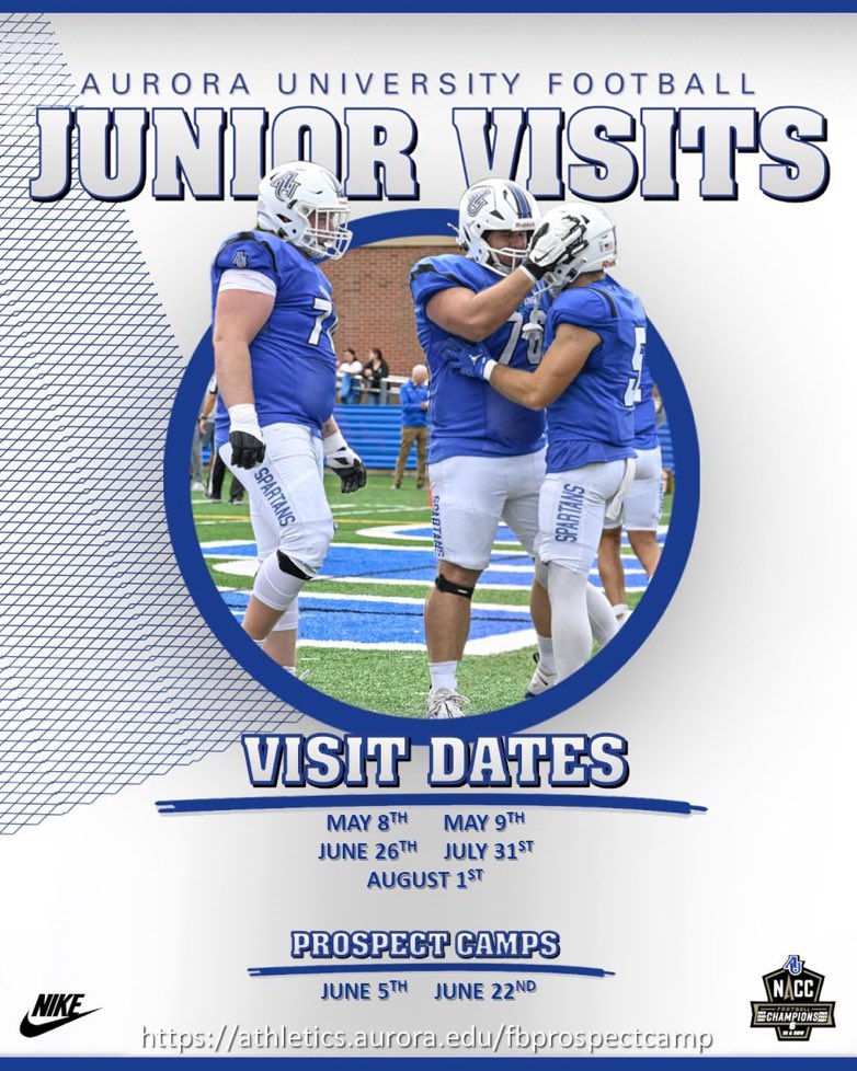 Gavin Moore (@g15_gavinmoore) on Twitter photo Glad to be invited to <a href="/AU_SpartanFB/">Aurora University Football</a> prospect camps and visits! Thanks to <a href="/CoachPiasecki/">Coach Pi</a> <a href="/DonBeebeNFL/">Don Beebe</a> !
<a href="/EthanPlace8541/">Coach Ethan Place</a> <a href="/HoltFB/">Holt Football</a> <a href="/RecruitHoltFB/">HOLT FOOTBALL RECRUITING</a> <a href="/HoltADOffice/">Holt Athletics</a> <a href="/6starfootballMO/">Six Star Football | MISSOURI</a> <a href="/PrepRedzoneMO/">Prep Redzone Missouri</a> <a href="/JPRockMO/">JP Rock</a> <a href="/GSV_STL/">Gateway Sports Venue</a> <a href="/elitefootball/">EliteFootballAcademy</a> Glad to be invited to <a href="/AU_SpartanFB/">Aurora University Football</a> prospect camps and visits! Thanks to <a href="/CoachPiasecki/">Coach Pi</a> <a href="/DonBeebeNFL/">Don Beebe</a> !
<a href="/EthanPlace8541/">Coach Ethan Place</a> <a href="/HoltFB/">Holt Football</a> <a href="/RecruitHoltFB/">HOLT FOOTBALL RECRUITING</a> <a href="/HoltADOffice/">Holt Athletics</a> <a href="/6starfootballMO/">Six Star Football | MISSOURI</a> <a href="/PrepRedzoneMO/">Prep Redzone Missouri</a> <a href="/JPRockMO/">JP Rock</a> <a href="/GSV_STL/">Gateway Sports Venue</a> <a href="/elitefootball/">EliteFootballAcademy</a>