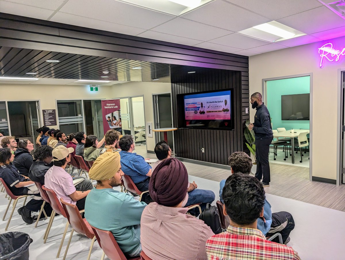 A heartfelt thank you to Jonathan Gbedemah, Owner of Jonathan’s Kingsway Pharmacy, for delivering an incredible session today!

He joined us in Cambrian’s Hanson Venture Lab to lead a dynamic workshop for our aspiring student entrepreneurs. His insights into building a successful