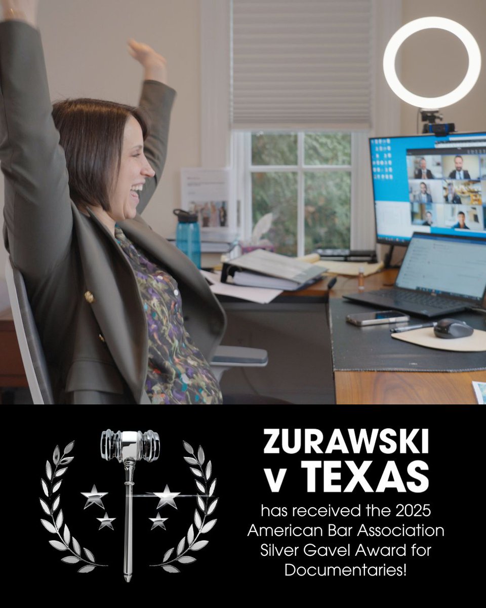 Zurawski v Texas Film (@zurawskivtexas) on Twitter photo We are so thrilled to announce that ZURAWSKI v TEXAS has received the 2025 <a href="/ABAesq/">American Bar Association</a> Silver Gavel Award for Documentaries! What an honor it is for our film to be recognized by the ABA as outstanding work that fosters the American public's understanding of our legal system. We are so thrilled to announce that ZURAWSKI v TEXAS has received the 2025 <a href="/ABAesq/">American Bar Association</a> Silver Gavel Award for Documentaries! What an honor it is for our film to be recognized by the ABA as outstanding work that fosters the American public's understanding of our legal system.