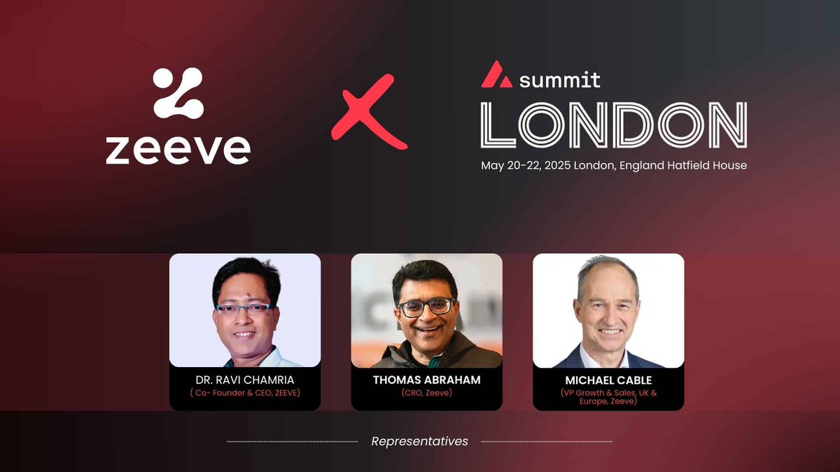 Zeeve🔺 (@0xzeeve) on Twitter photo 🔺Save this message! <a href="/tommyabe/">Thomas Abraham</a>, Dr. <a href="/rpchamria/">Dr. Ravi Chamria | Co-founder CEO of Zeeve</a>, and <a href="/cable_michael/">Michael Cable</a> will be boots on the ground at <a href="/avax/">Avalanche🔺</a> Summit London. 😎
DM them, talk to them about L1s, any use case under the sun - be it gaming, AI, or others, they’re ready to talk to you.
Time for the Avalanche community to 🔺Save this message! <a href="/tommyabe/">Thomas Abraham</a>, Dr. <a href="/rpchamria/">Dr. Ravi Chamria | Co-founder CEO of Zeeve</a>, and <a href="/cable_michael/">Michael Cable</a> will be boots on the ground at <a href="/avax/">Avalanche🔺</a> Summit London. 😎
DM them, talk to them about L1s, any use case under the sun - be it gaming, AI, or others, they’re ready to talk to you.
Time for the Avalanche community to