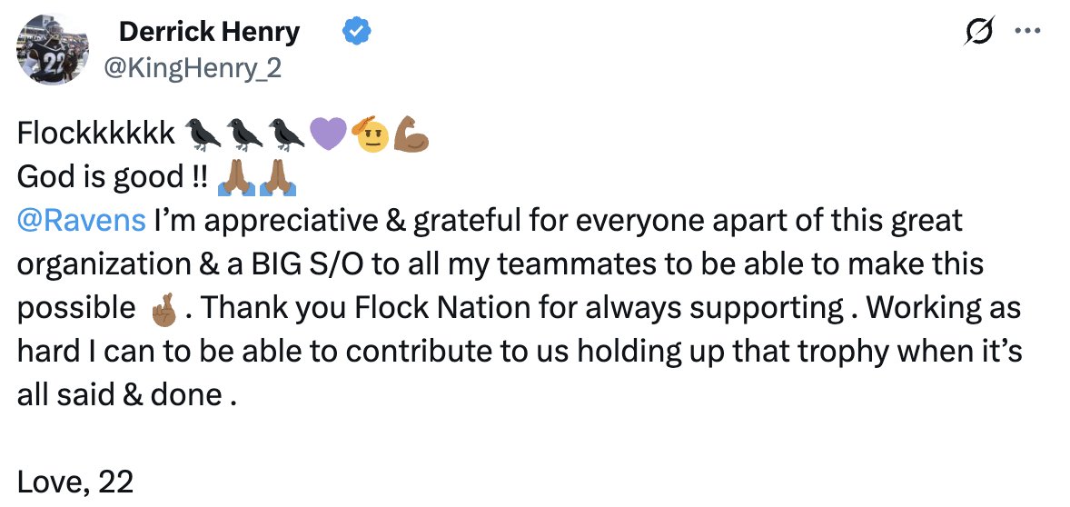 Derrick Henry sends a message to the Ravens and  Ravens fans after signing his extension🥹