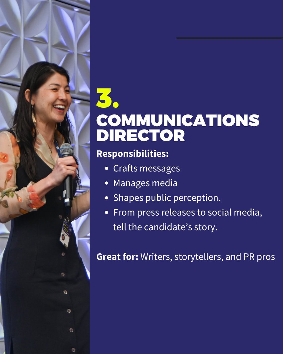 VRLAction's tweet image. Thinking about jumping into politics but not sure where to start? 👀
Every campaign needs a rockstar team behind the scenes — and there’s a place for YOU. 💪 Visit VoteRunLeadAction.org to stay updated on future trainings near you.
#RunAsYouAre #VoteRunLeadAction