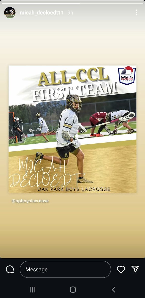 2025 TWU commitment Michah DeCloedt joins a bevy of future Bulldogs who have received Post Season honors. Michah was First Team All League in the competitive California Costal Canyon League.  #WhoIsNext #wearenotdoneyet #TWUlax  #TWUstrong #LaxDawgs