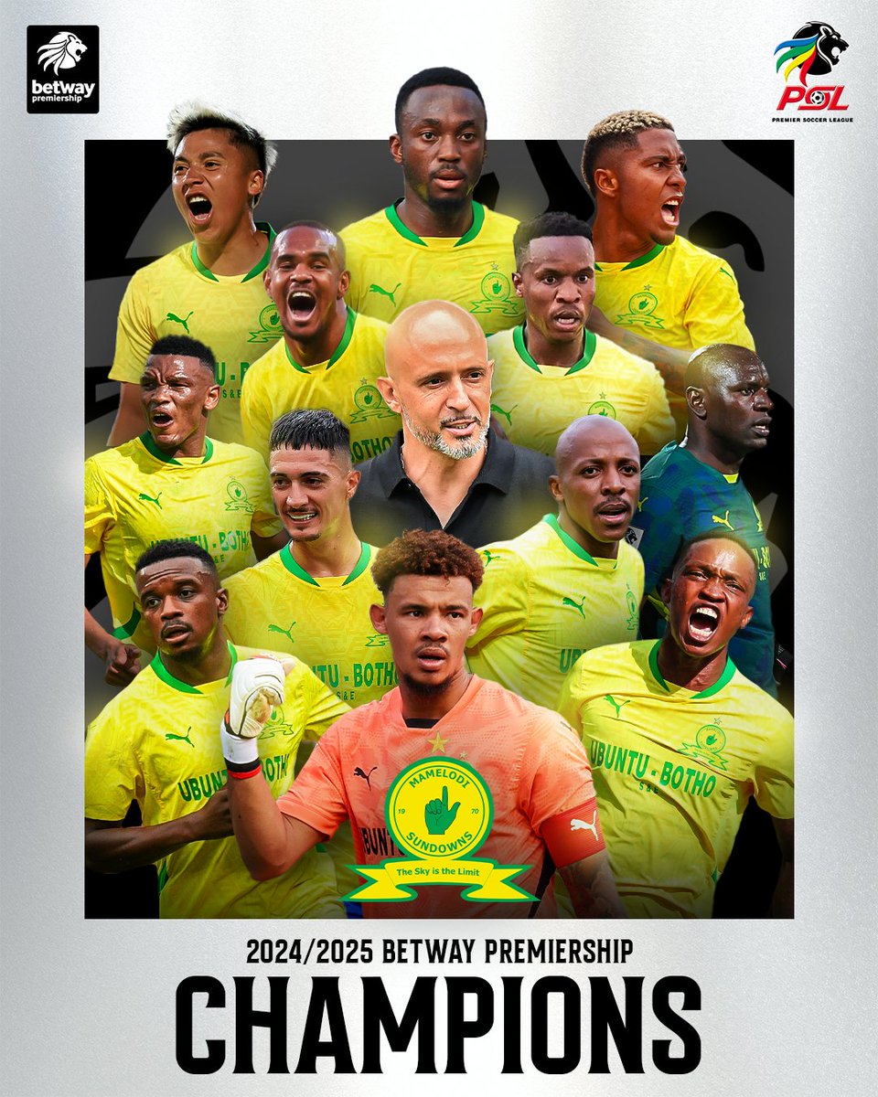 Official PSL (@officialpsl) on Twitter photo ๐๐#๐๐๐ญ๐ฐ๐๐ฒ๐๐ซ๐๐ฆ ๐๐ก๐๐ฆ๐ฉ๐ข๐จ๐ง๐ฌ ๐๐
Congratulations to <a href="/Masandawana/">Mamelodi Sundowns FC</a>
They are the 2024/2025 Betway Premiership - a record-extending eighth successive title. ๐๐#๐๐๐ญ๐ฐ๐๐ฒ๐๐ซ๐๐ฆ ๐๐ก๐๐ฆ๐ฉ๐ข๐จ๐ง๐ฌ ๐๐
Congratulations to <a href="/Masandawana/">Mamelodi Sundowns FC</a>
They are the 2024/2025 Betway Premiership - a record-extending eighth successive title.