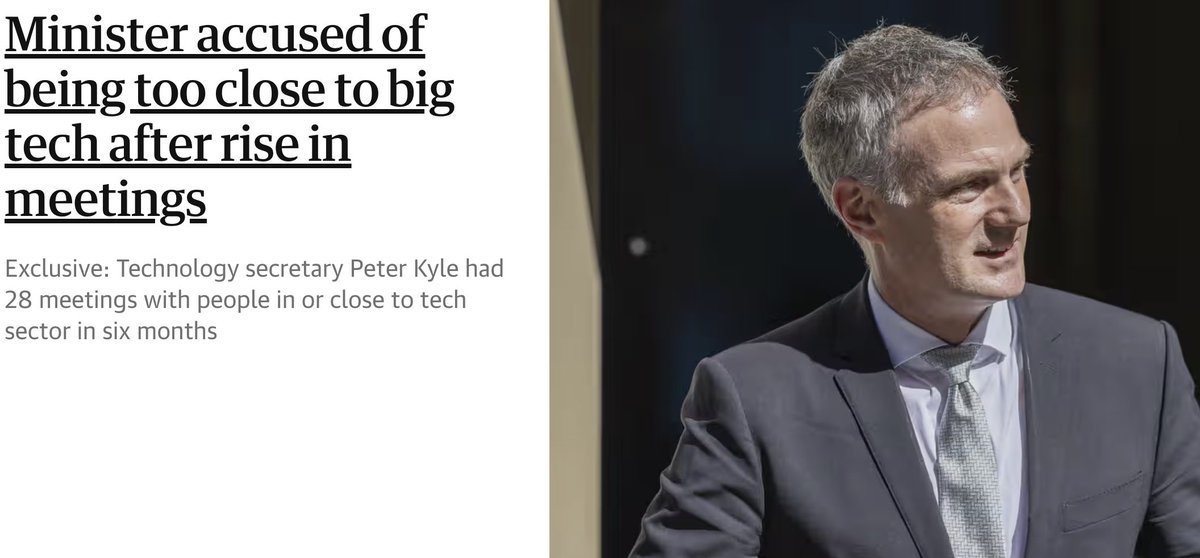 Technology Secretary criticised for meeting too many people in tech sector.