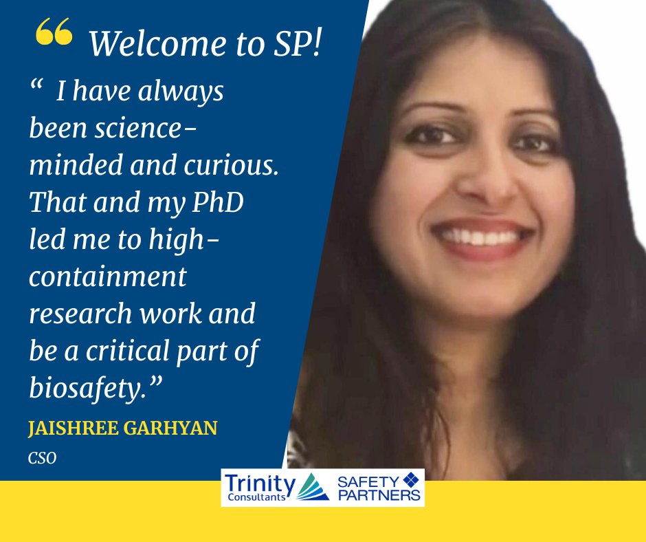 We are thrilled to welcome Jaishree Garhyan, PhD, RBP, to #TeamSP as a Consulting Safety Officer in #SanDiego. In the quote featured, we asked: “What is your background in, and how do you think it prepared you for your new role?” 

#SafetyJobs #CareersinScience #SafetyPartners