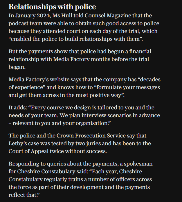 Letby podcaster in ‘conflict of interest’ row over payments from police Co-host’s production company paid by Cheshire Constabulary for ‘publicity’ and ‘external training courses’ (pt2) #LucyLetby
