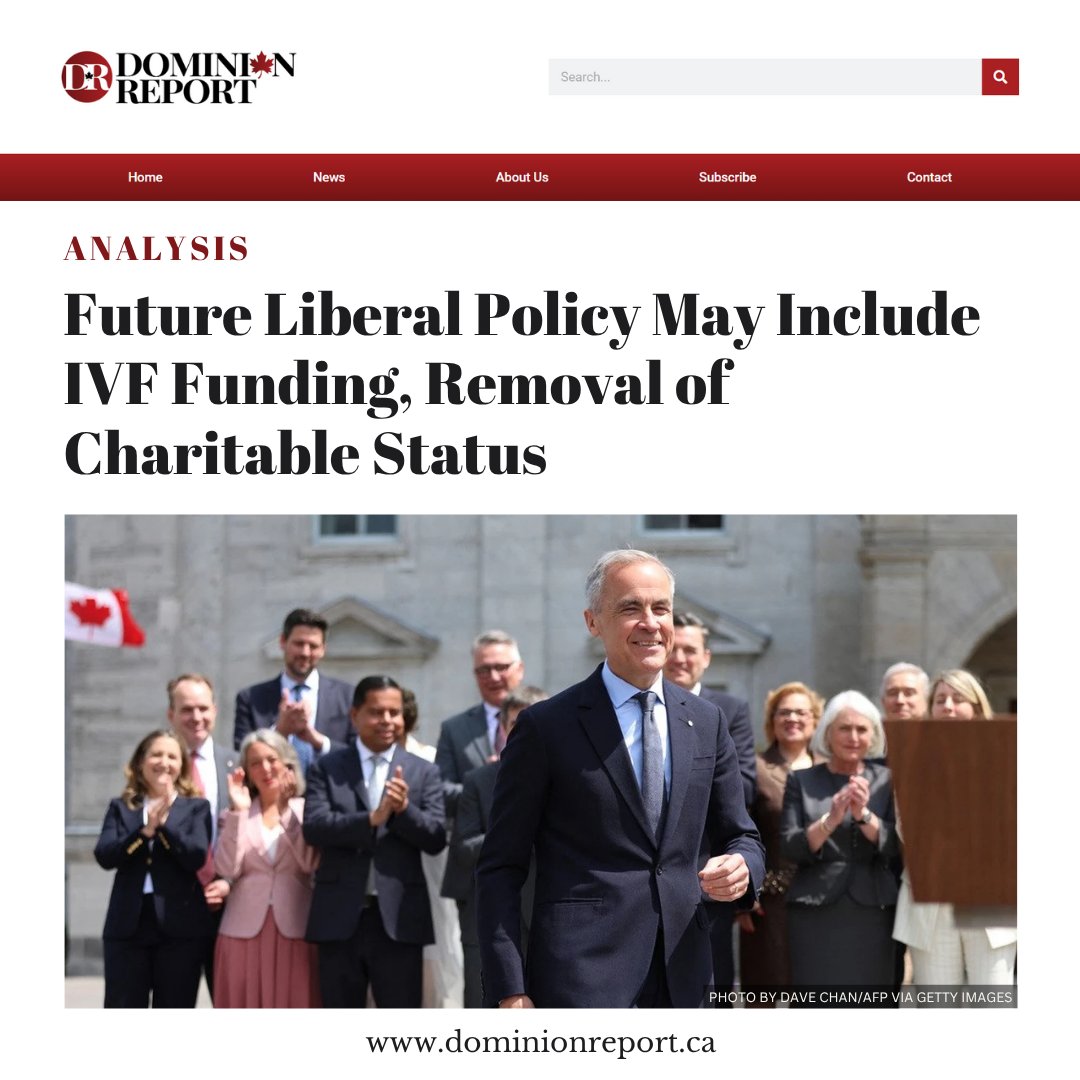 DominionReport's tweet image. Future Liberal Policy May Include IVF Funding, Removal of Charitable Status

The Story: Although elected on a “moderate” platform, Liberal Prime Minister Mark Carney’s governing agenda appears to include two major policy initiatives which should be of deep concern to Canadian…
