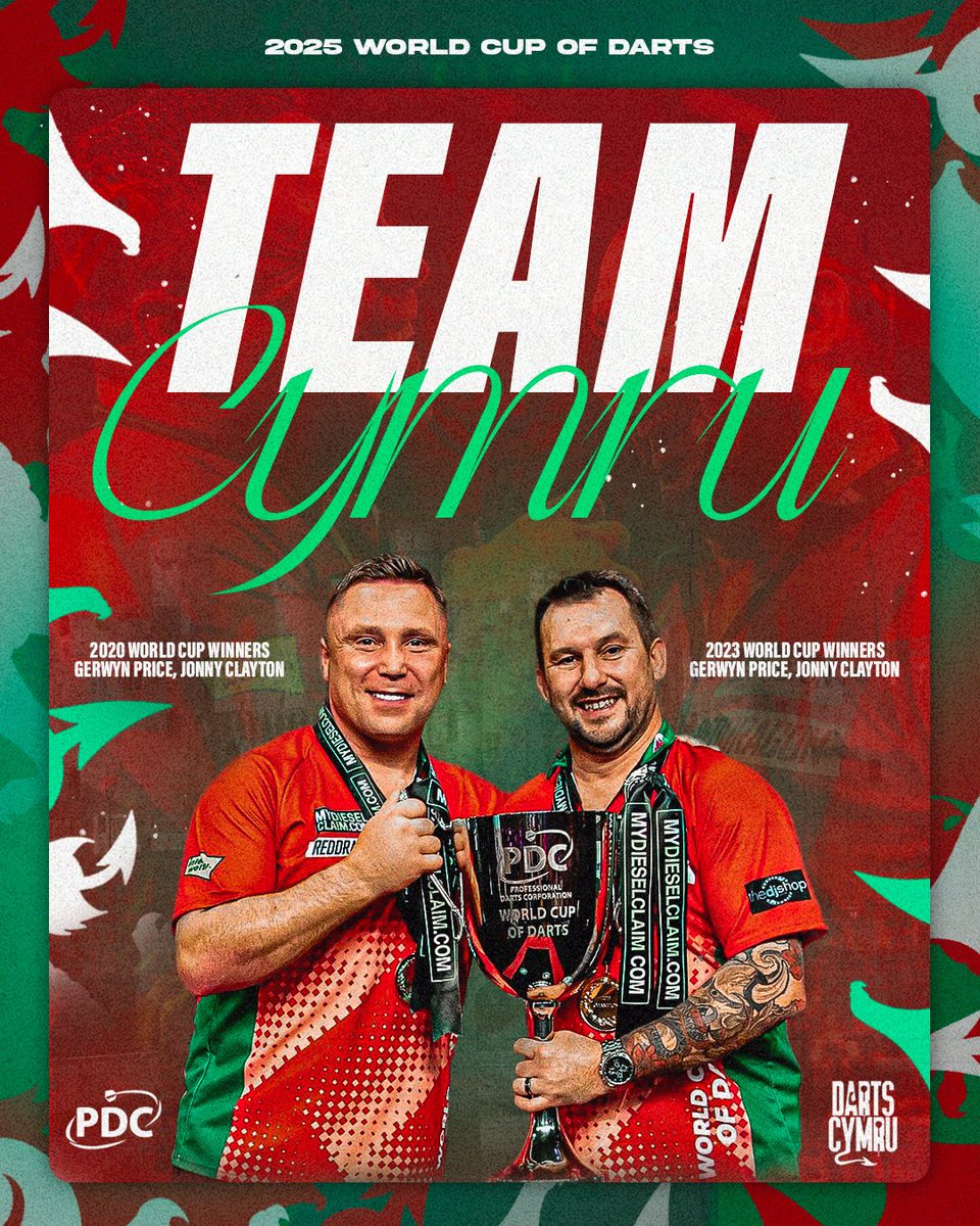 Darts Cymru (@dartscymru) on Twitter photo ๐ ๐๐๐ข๐ซ๐ข๐ง๐ ๐ฌ ๐๐จ๐ง๐๐ข๐ซ๐ฆ๐๐ ๐๐จ๐ซ ๐๐๐๐ ๐๐จ๐ซ๐ฅ๐ ๐๐ฎ๐ฉ ๐จ๐ ๐๐๐ซ๐ญ๐ฌ ๐
Jonny & Gerwyn, who lifted the title together in 2020 & 2023, will reunite for Cymru in this yearโs World Cup of Darts in Frankfurt.
Cโmon Cymru! ๐ช๐ผ
๐ฏ๐ด๓ ง๓ ข๓ ท๓ ฌ๓ ณ๓ ฟ ๐ ๐๐๐ข๐ซ๐ข๐ง๐ ๐ฌ ๐๐จ๐ง๐๐ข๐ซ๐ฆ๐๐ ๐๐จ๐ซ ๐๐๐๐ ๐๐จ๐ซ๐ฅ๐ ๐๐ฎ๐ฉ ๐จ๐ ๐๐๐ซ๐ญ๐ฌ ๐
Jonny & Gerwyn, who lifted the title together in 2020 & 2023, will reunite for Cymru in this yearโs World Cup of Darts in Frankfurt.
Cโmon Cymru! ๐ช๐ผ
๐ฏ๐ด๓ ง๓ ข๓ ท๓ ฌ๓ ณ๓ ฟ