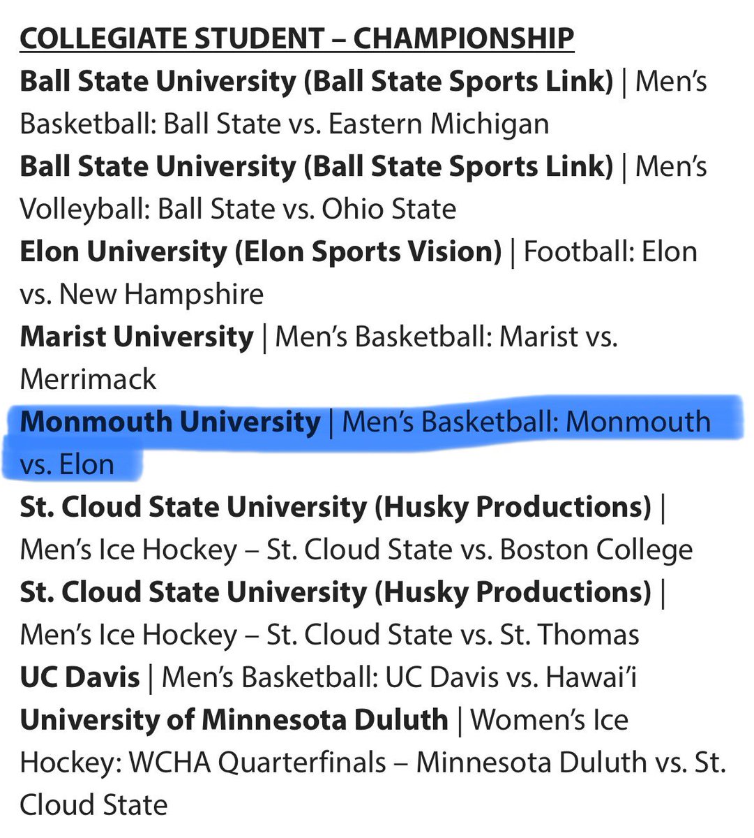 Monmouth Digital Network (@mdigitalnetwork) on Twitter photo It’s a privilege to get recognized with so many other amazing schools as a finalist in this year’s <a href="/sportsvideo/">Sports Video Group</a> 2025 College Sports Media Awards.
#FlyHawks It’s a privilege to get recognized with so many other amazing schools as a finalist in this year’s <a href="/sportsvideo/">Sports Video Group</a> 2025 College Sports Media Awards.
#FlyHawks