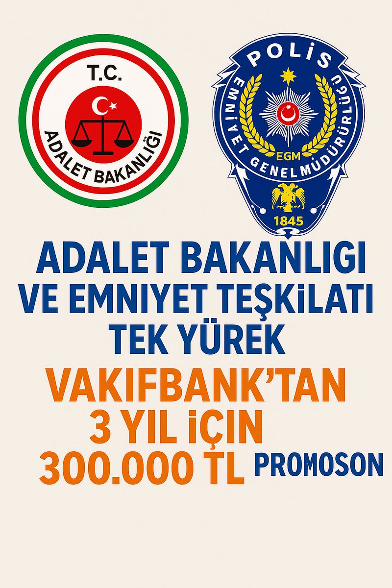 Bu ses, sadece bir promosyon talebi değil.
Bu ses; adaletin taşıyıcısı, cezanın infazcısı, nöbetin susmayan yüzü olan bizlerin sesidir.

Adalet Bakanlığı personeli olarak;
3 yıl için VakıfBank’tan 300.000 TL promosyon talebimizi dile getiriyoruz.

Emniyet Teşkilatımızın da