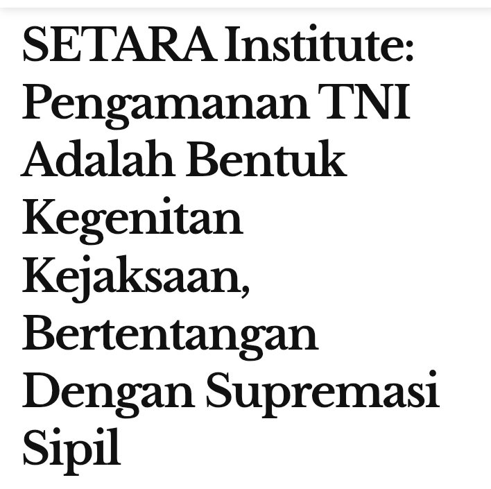 SETARA Institute: Pengamanan TNI Adalah Bentuk Kegenitan Kejaksaan, Bertentangan Dengan Supremasi Sipil. 

kedaipena.com/setara-institu…