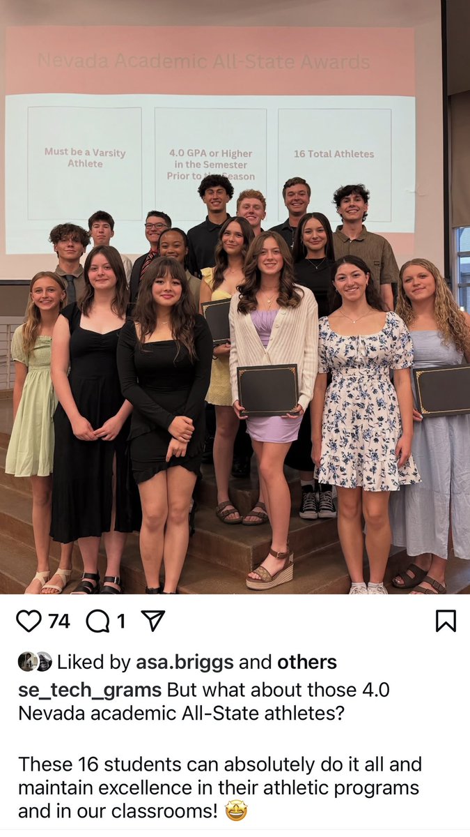 My SECTA baseball team had an overall 3.64 GPA to take home the Nevada 4A Academic State Championship. This is our 4th year in a row that we have accomplished this feat. I’m also thankful for being selected to the Nevada interscholastic Allstate team for having a 4.0 GPA